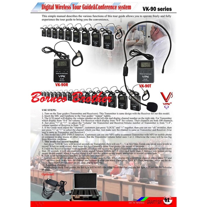 Tour Guide System VPK VK-90 Original 100 Multi Channel Mic Pemandu Wisata