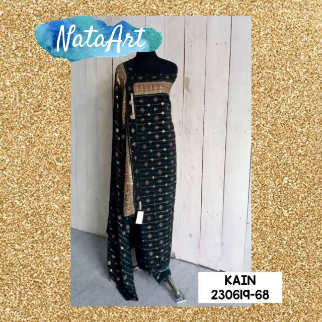 KAIN DOUBLE HYCON KATUN PRINTING MOTIF SONGKET WARNA HIJAU BOTOL 230619-68