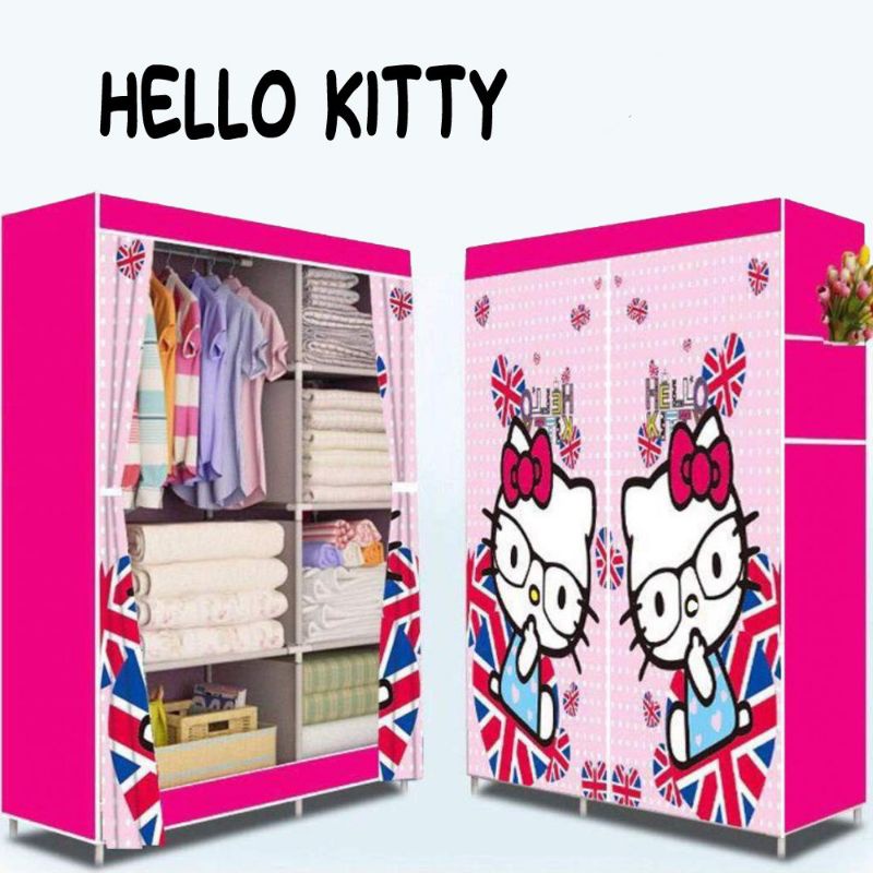 Rak Baju Portabel Hello Kitty TD/Lemari Baju Karakter