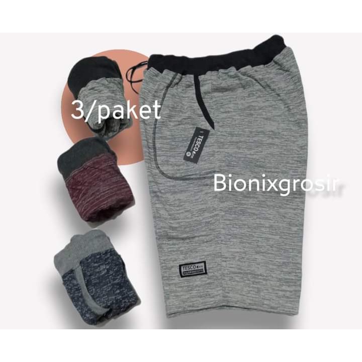 PAKET 3 PCS Celana Pendek Pria Dan Wanita Bahan BebyTery Celana Kolor Pinggang Rib Terbaru