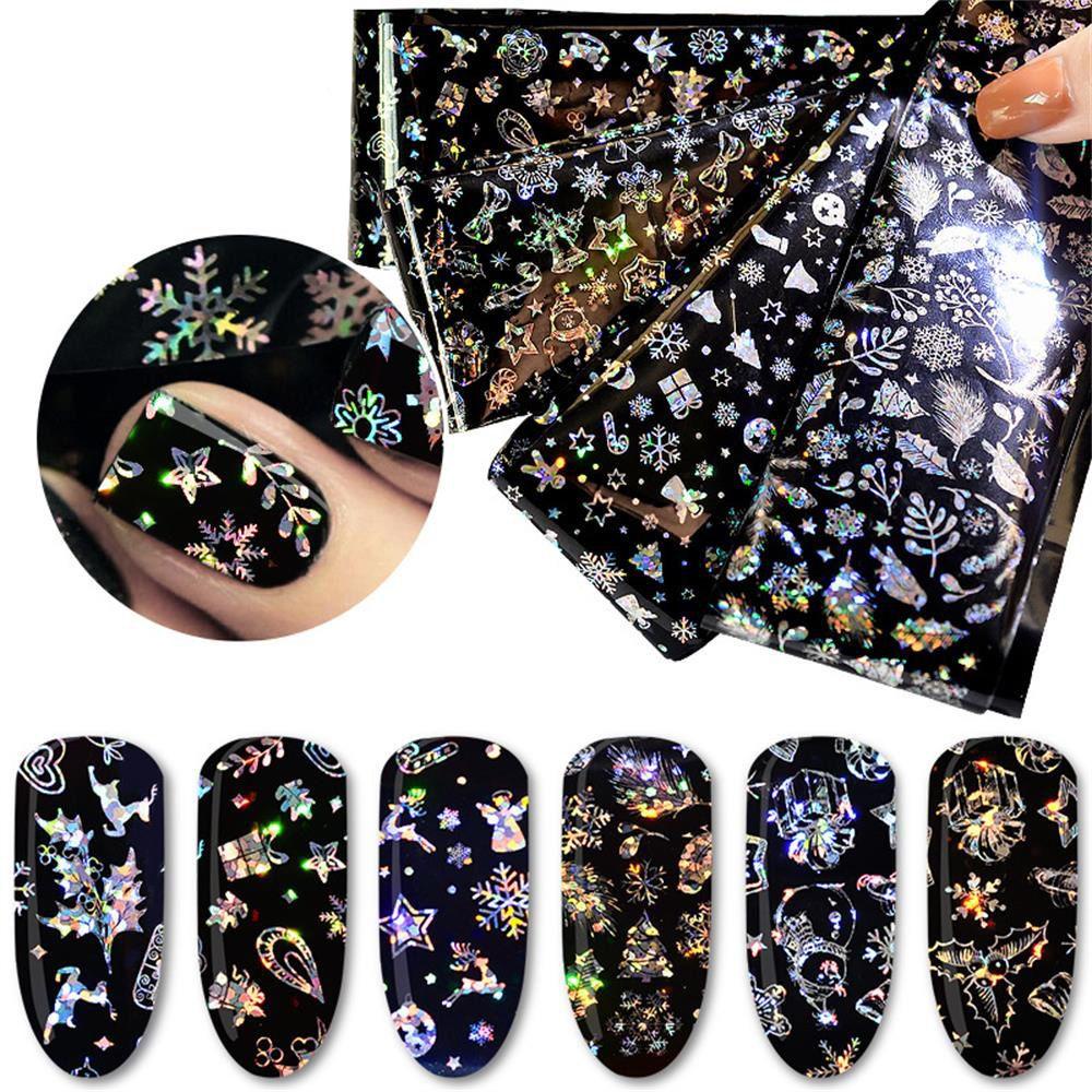 Solighter Stiker Nail Art Wanita Manicure Decor Laser Transfer DIY Art Tips Hologram Starry