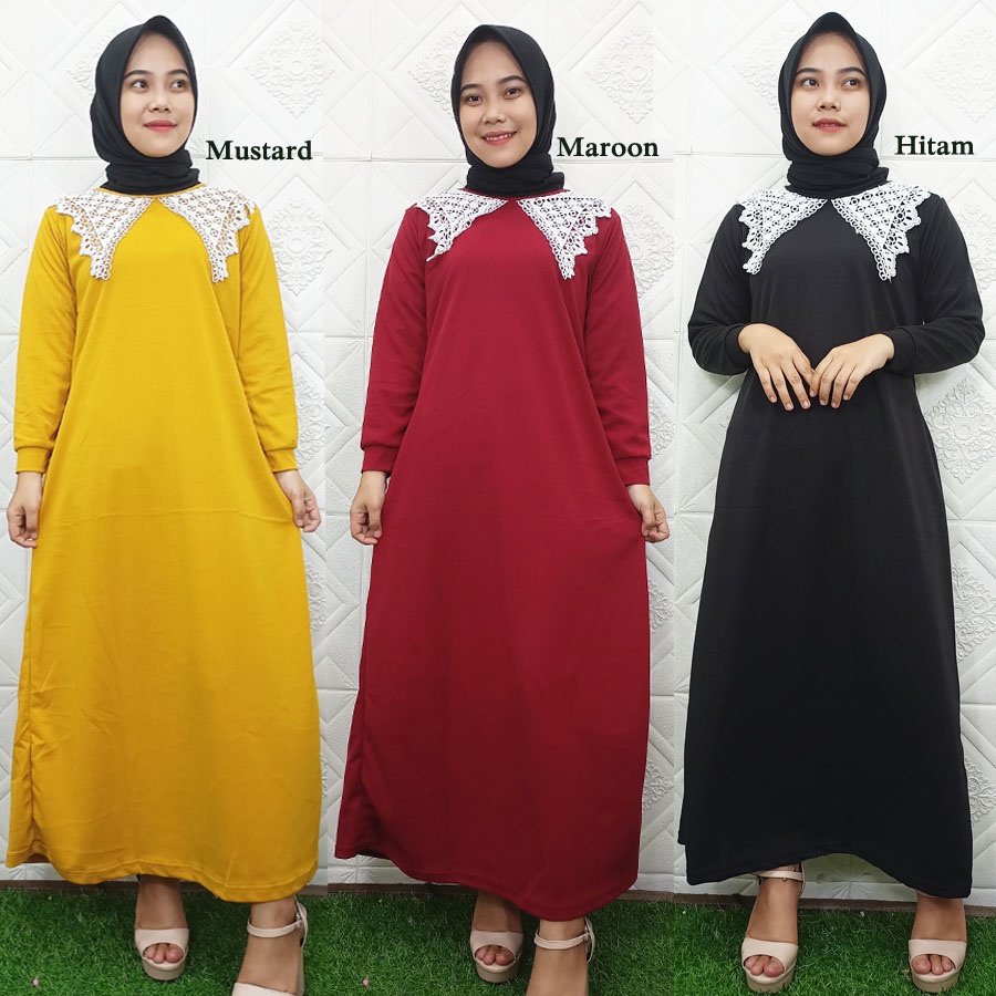 MAYRA SERUTY GAMIS RENDA KERAH MIDI DRESS CARLINA FASHION