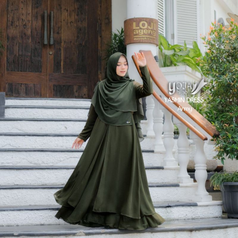 gamis ceruty yasmin set bergo