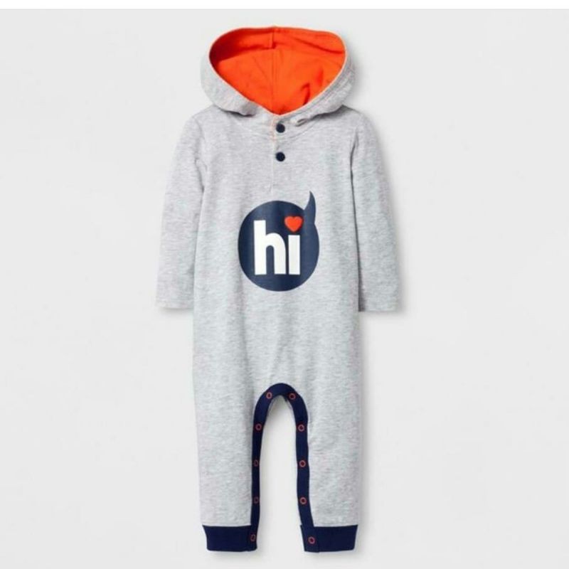 Sleepsuit Hoodie Baby Boy CnJ Grey 3 Bulan / Jumper Bayi Hoodie Newborn