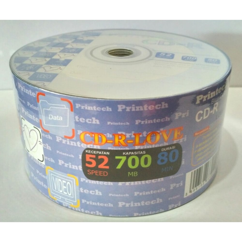 Printech CD R Love 52X 700MB Bulk 50 Murah