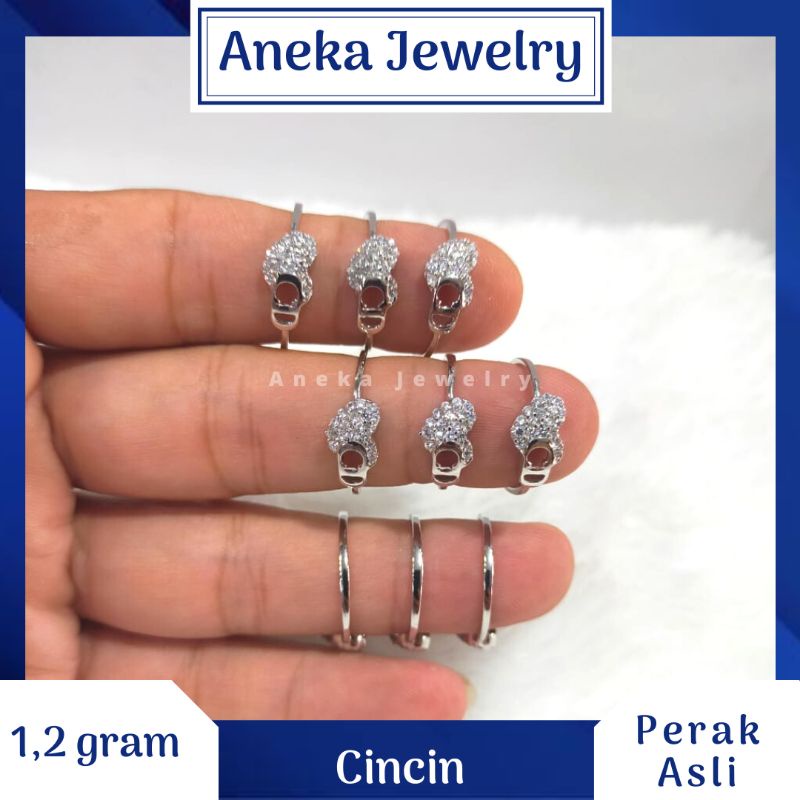 Cincin Love Mata2 Ukir, Perak 925, Sepuh Emas Putih