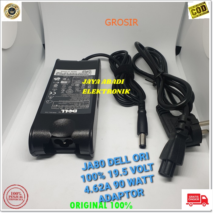 J80 ORIGINAL ADAPTOR LAPTOP DELL SATU SET KABEL ADAPTOR 19.5V 4.62A 90 WATT CHARGER POWER ADAPTER ELEKTRONIK FAST CHARGING AC DC SPEED ADAPTIVE MULTI UNIVERSAL ORIGINAL VOLT AMPERE VOLTASE CASAN BISA UNTUK SEGALA JENIS MEREK DAN TYPE LAPTOP DAN NOTEBOOK D