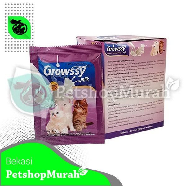 Susu Kucing Growssy Cat Milk Adult &amp; Kitten Sachet 20 Gram Growsy