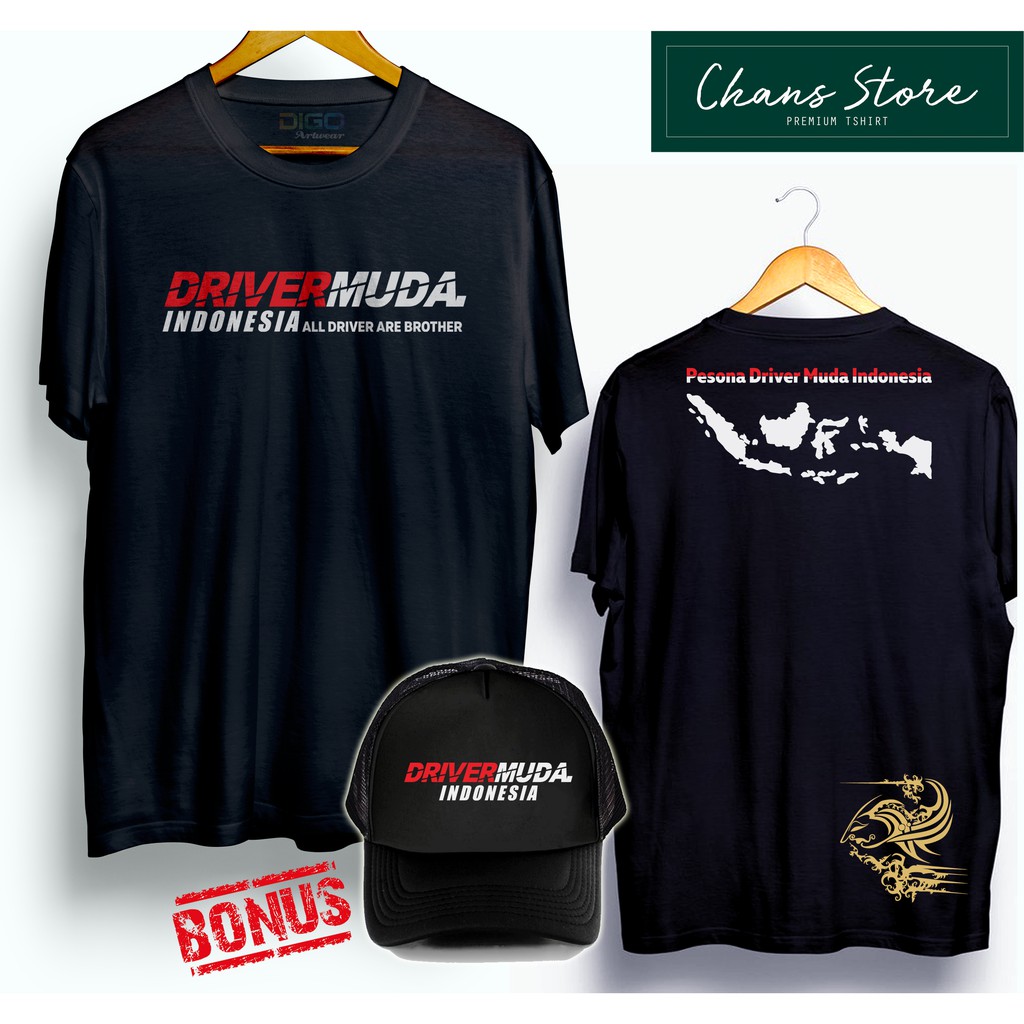 Kaos Driver Muda Indonesia Bonus Topi Exclusif