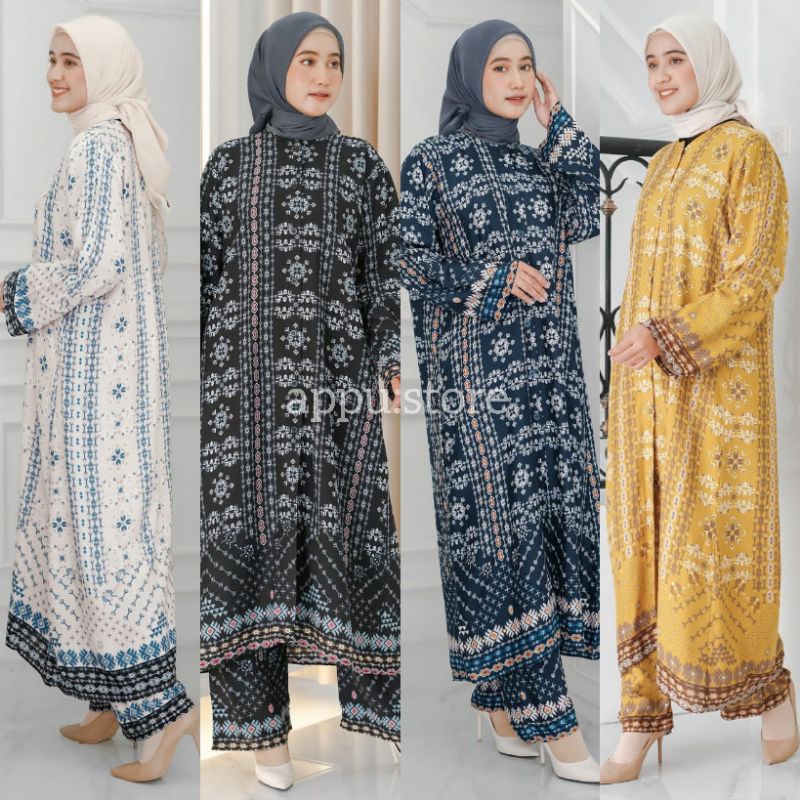 ETNIK ONE SET BY VENTE DAILY / BAJU SETELAN JUMBO TRENDY RAYON VISCOSE PREMIUM MOTIF PRINT BATIK ABS