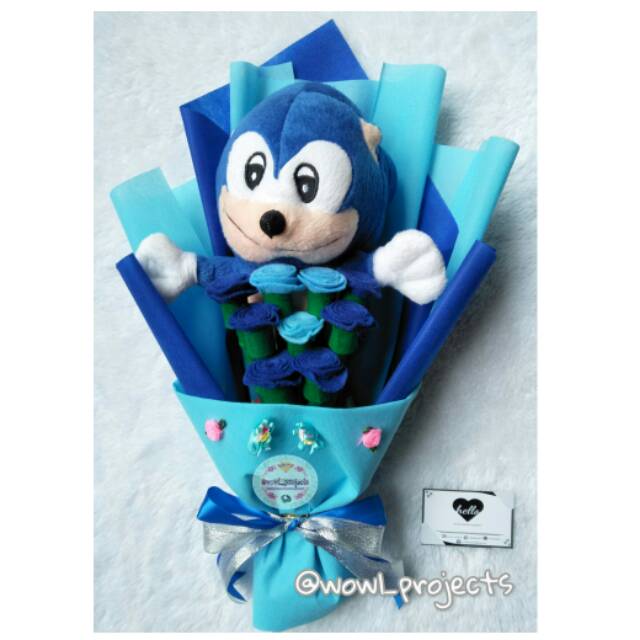 Buket Boneka Sonic Biru / Bouquet Boneka Sonic / Boneka Sonic The Hedgehog Murah