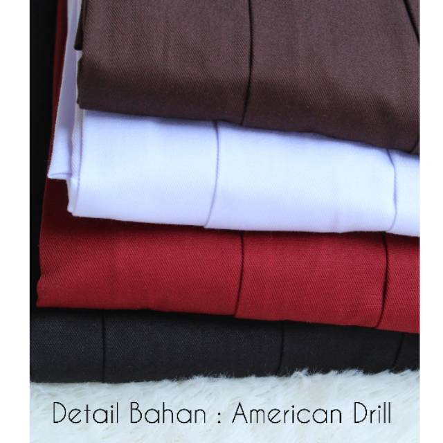 Rok Sekolah Panjang Model Rempel Warna Putih, Merah, Cokelat, Hitam Bahan American Drill