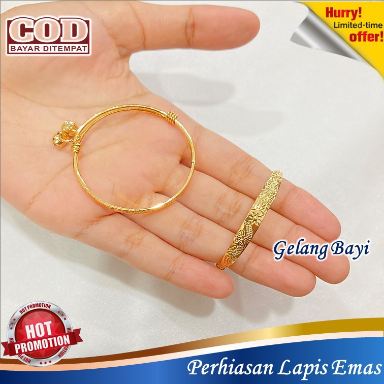 Gelang Bayi Lapis Emas Warna 18 Karat Fashion Emas - Perhiasan Anak Lapis Emas