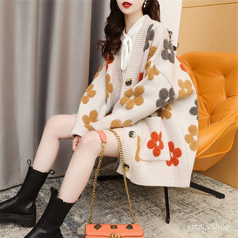 #Sisjuly# Sweater Coat Wanita 2022 Musim Gugur Dan Musim Dingin Kardigan Rajutan Wanita Baru