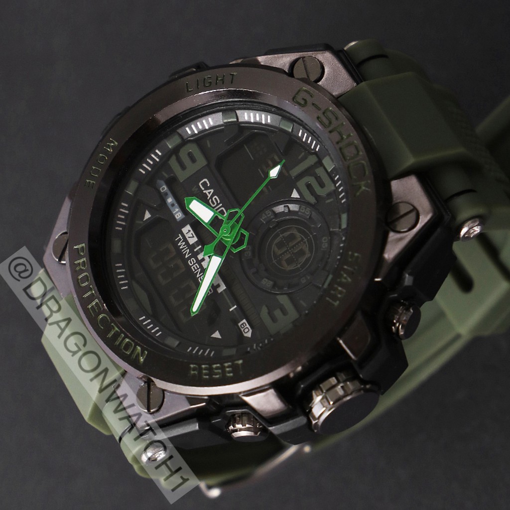 [COD✅] Jam tangan pria Anti air rubber casi0 G-sh0ck G-8600 GST-8600 DUAL-TIME METAL water  S1145