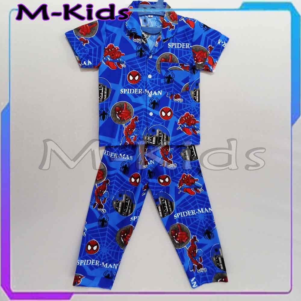 MKids88 - Baju Setelan Katun Piyama Anak Gambar T4YO / Mobil CAR Panda &amp; Spiderman