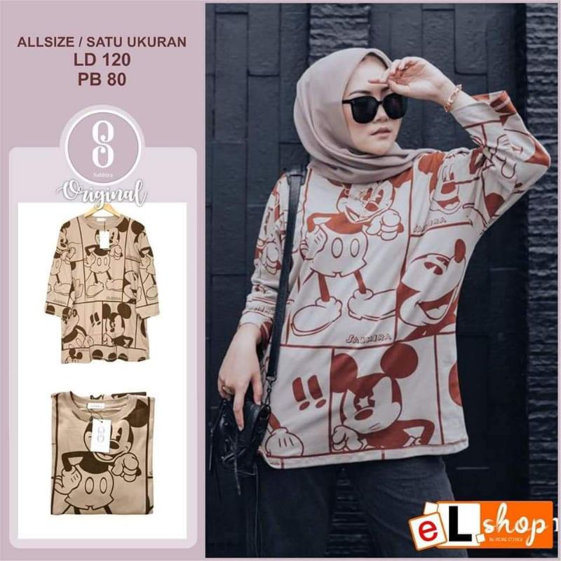 Kaos Wanita Oversize Lengan Panjang Shabira Original Baju Perempuan Big Size Kekinian Outfit Hijab O
