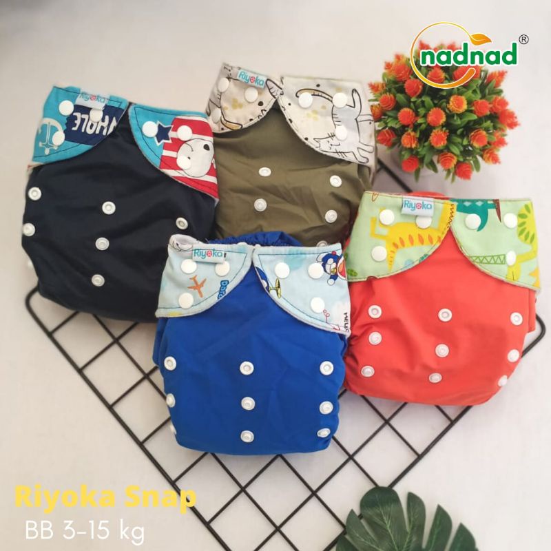 Clodi Riyoka Snap 3-15kg 0bulan-2tahun 2insert 500ml new born newborn baby bayi baru lahir kancing d