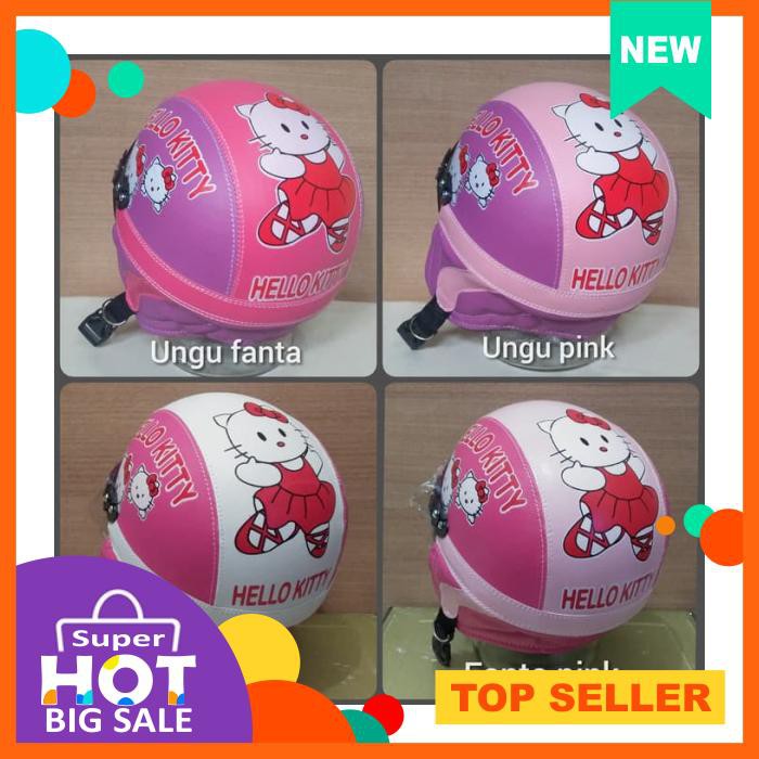 HELM RETRO ANAK PINK FANTA, HELM ANAK