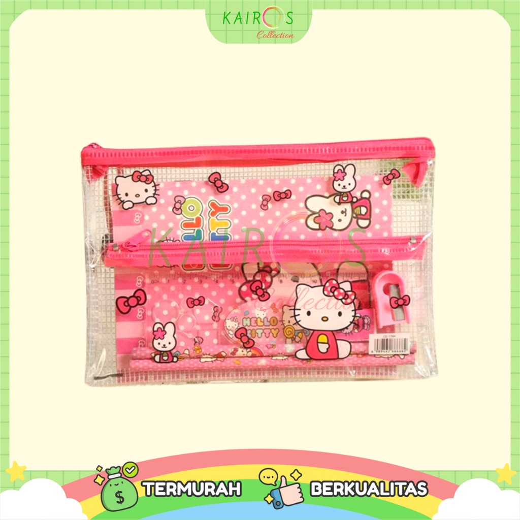 Alat Tulis Set Zipper Pouch 2 in 1 Tempat Pensil Aneka Karakter