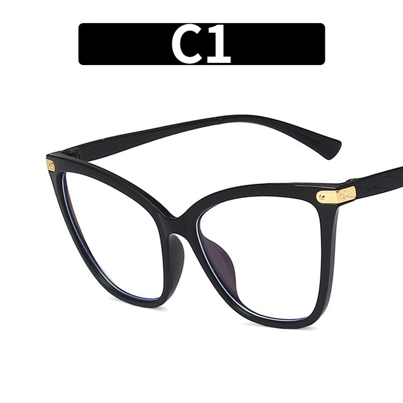 Kacamata Cat Eye Oversized Anti Blue Light Gaya Retro Untuk Wanita