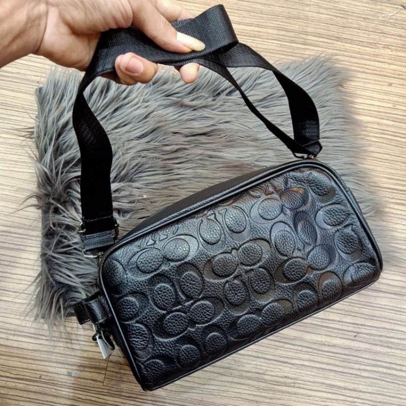 Pouch Bag Coach Signature Embos/Tas Tangan Leather/Handbag Kulit Asli Import