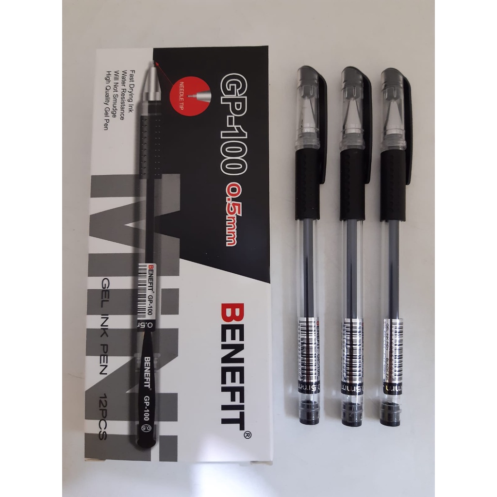 

[ 1 PACK ] Bolpen Benefit GELGP-100 Tinta Hitam 0.5mm/Ballpoint/Bolpoin/Pena/Ballpen/Pulpen/Gel/Gell/0.5 mm/Black