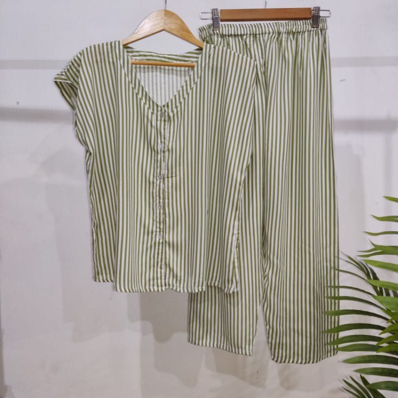 PIYAMA RAYON | PIYAMA VNECK | PIYAMA KEKINIAN | BAJU RUMAHAN-KCPD AN