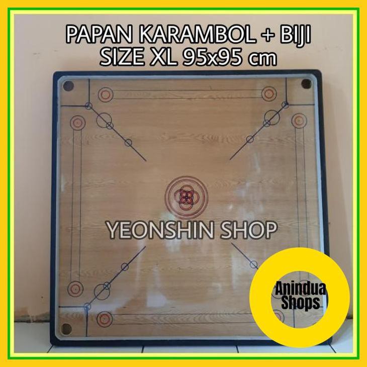[[ PAPAN KARAMBOL JUMBO SIZE XL 95X95 CM BONUS BIJI+KRISTAL KARAMBOL]]