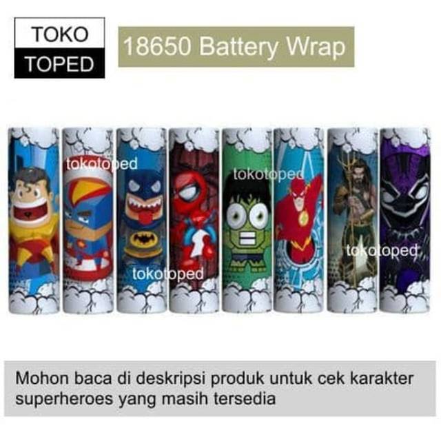 Battery warp 18650 vpc motif superhero V2 unik - 1 pcs