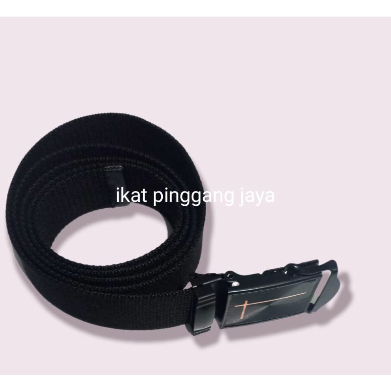 ikat pinggang peria ikat pinggang katun / kanvas gesper  angkat hitam