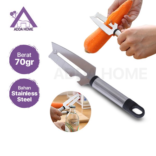 Alat Pengupas Kulit Sayur Buah Pembuka Penutup Botol Peeler Stainless Steel