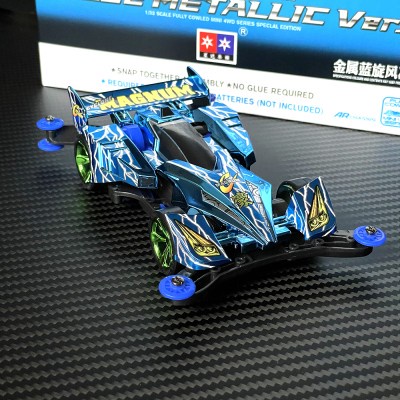 Mini 4wd Merk Daxing Cyclone Magnum Blue Metallic AR Chassis