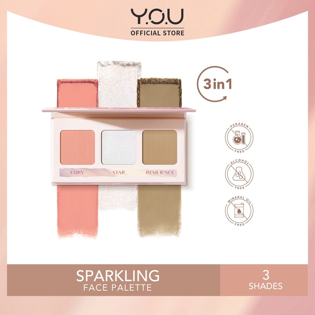 YOU 3 in 1 Sparkling Face Pallete for 3D Radiant Look Baru Original