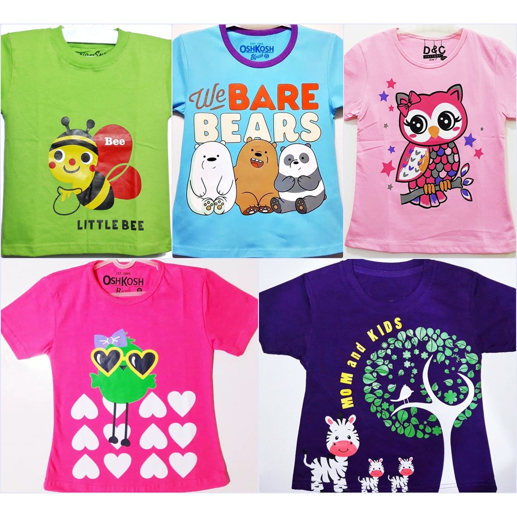 Baju anak perempuan We Bare Bears biru Baju kaos anak Baju anak perempuan We Bare Bears biru Baju kaos anak