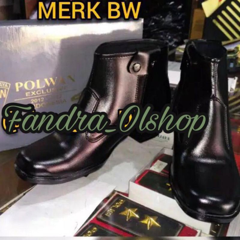SEPATU PDH PDL ANKLE BOOTS WANITA POLWAN SECWAN TNI POLRI SATPAM SECURITY MERK BW.