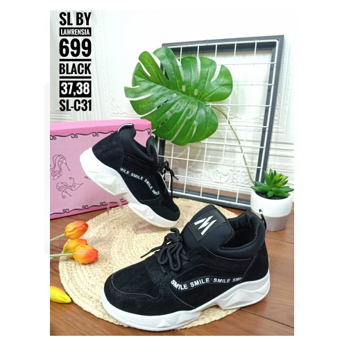FILLYS Sepatu SL by Lawrensia ORI Matahari - Sepatu Sekolah Hitam List Putih