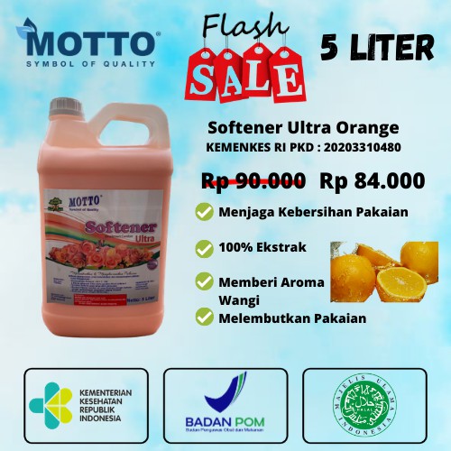 Softener Pelembut &amp; Pewangi Pakaian Laundry Ultra Orange MOTTO 5 Liter