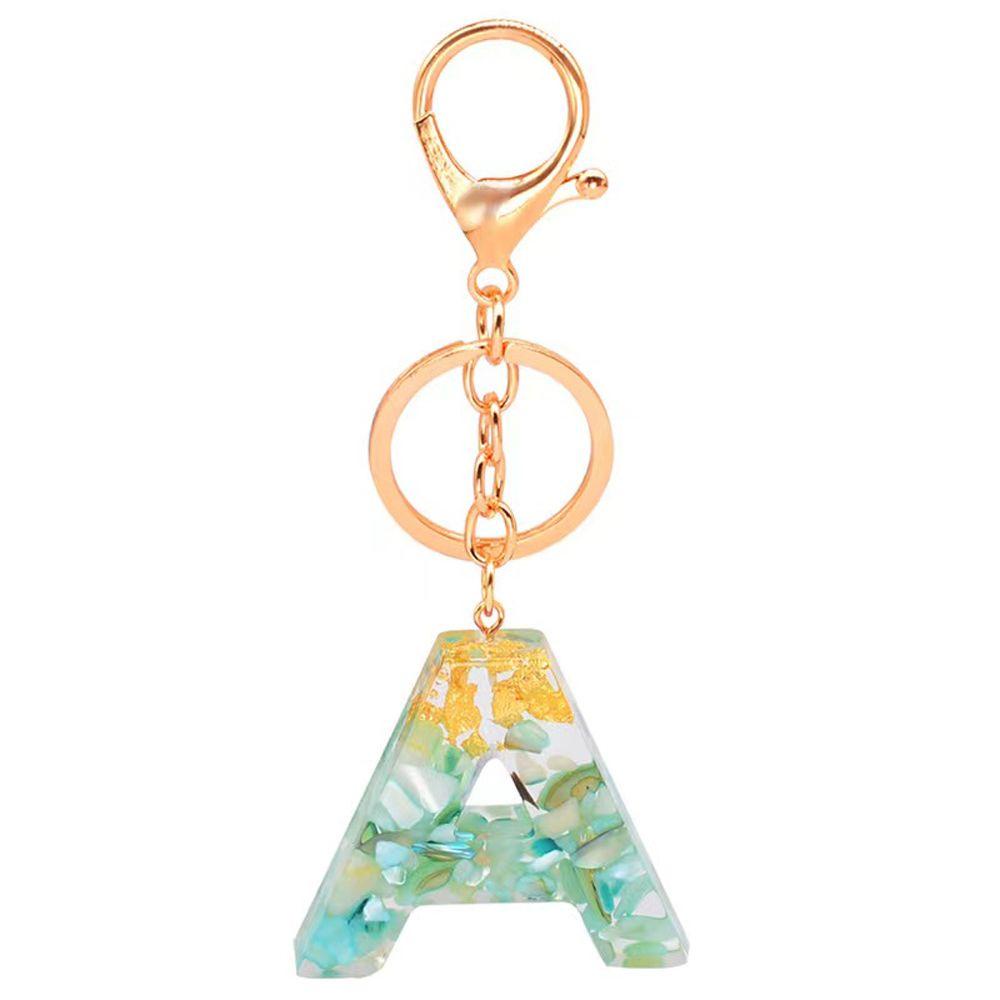 QUINTON 26huruf Gantungan Kunci Colorful Resin Akrilik Key Ring 26huruf Ornamen Handbag Charms Gantung Dekorasi English Alphabet Keyring