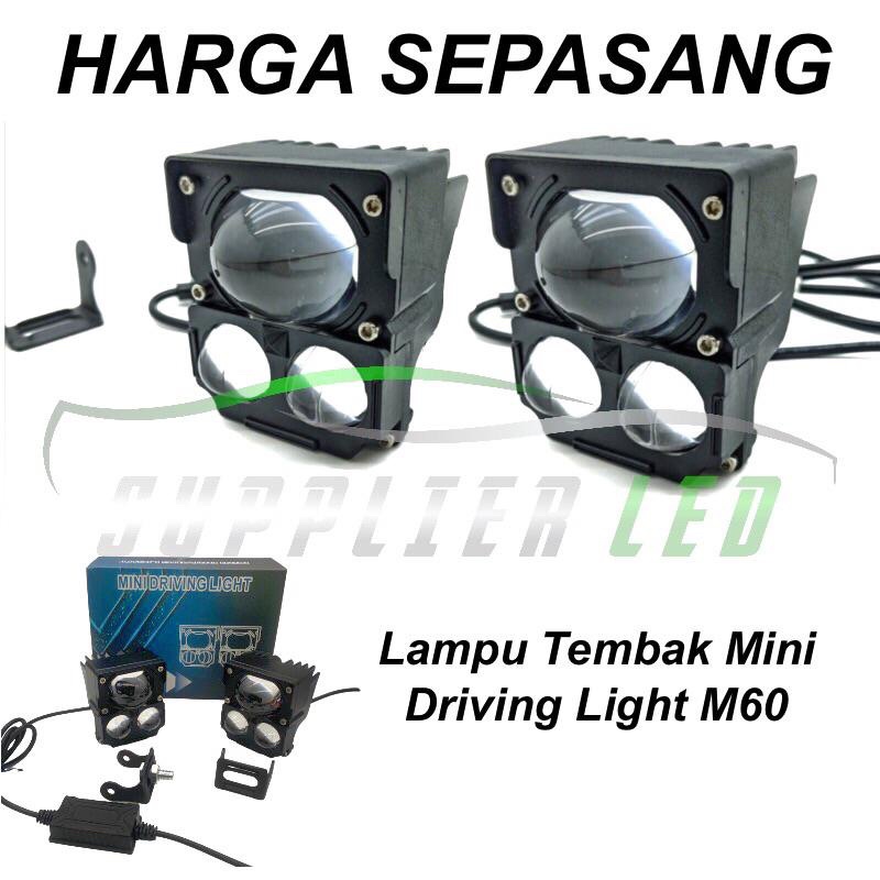 Lampu Tembak Sorot LED D2 M60 3 Mata LASER GUN Motor Mobil 2 x 30 Watt