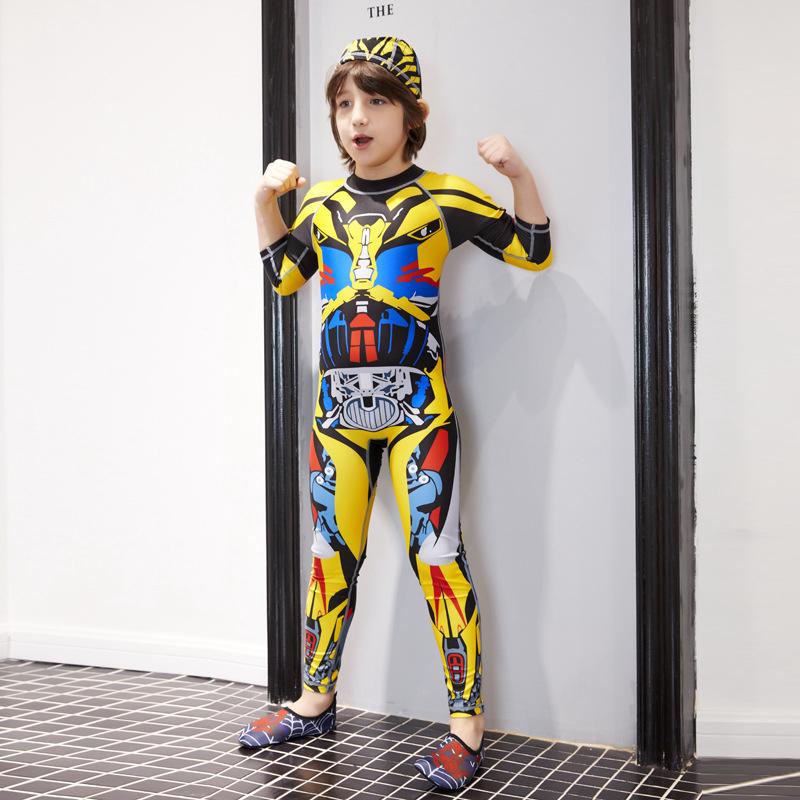  Baju  Renang  One Piece Lengan  Panjang  Motif Transformers 