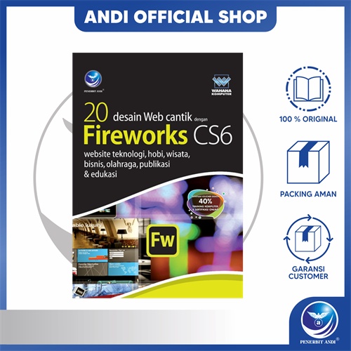Penerbit Andi - Buku 20 Desain Web Cantik Dengan Fireworks CS6, Website Teknologi, Hobi, Wisata, Bis