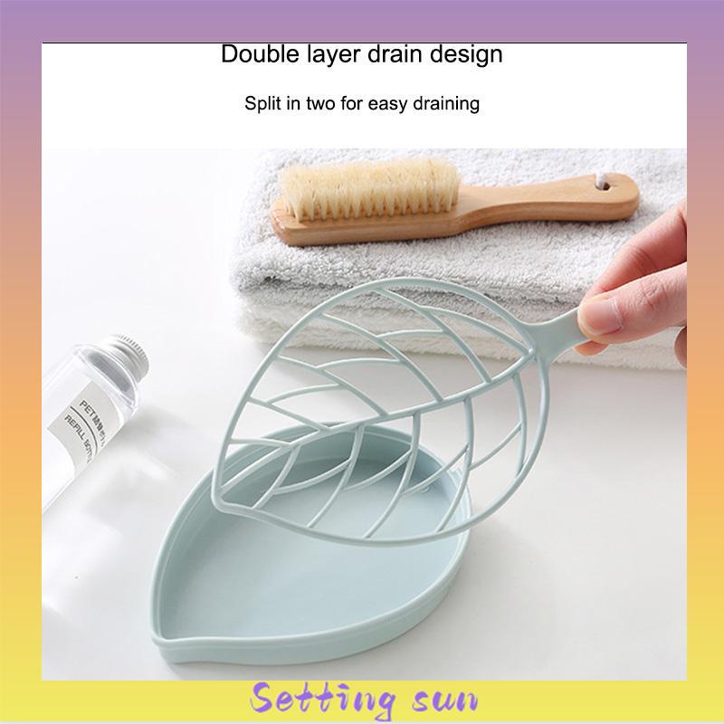 Kotak Sabun Daun Kreatif Kamar Mandi Gratis Punch Suction Cup Toilet Drain Soap Rack TN