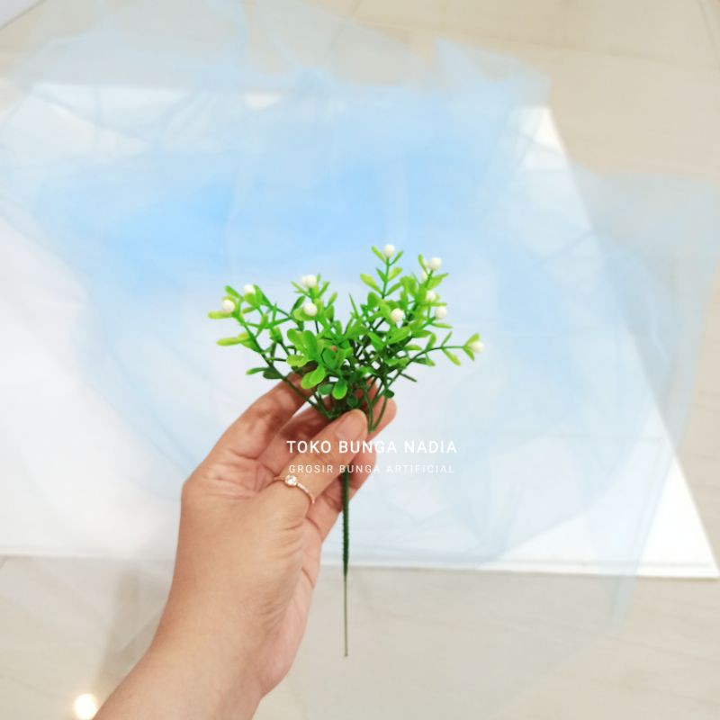 Mini Putik Bunga Plastik Daun Artificial Rumput Palsu Hiasan Hantaran Dekor Bahan Seserahan G2N71