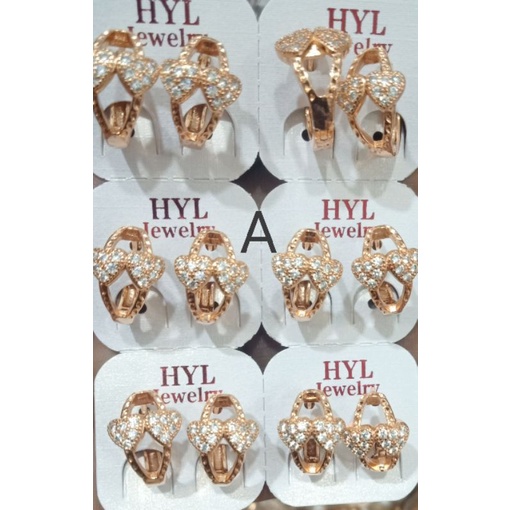 RAL64. Anting xuping wanita lapis emas dgn mata zircon