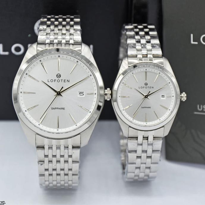 Jam Tangan Lofoten Couple 8101 Original Rantai Silver White Mikayla.Outlet