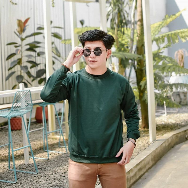 BASIC SWEATER || SWETER PRIA POLOS || SWETER MURAH #CRA-Green Botle