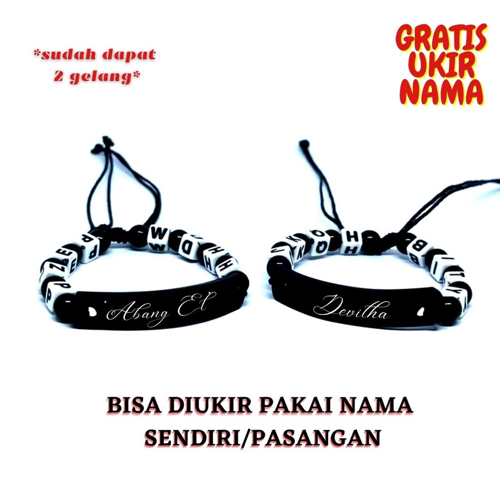 GELANG COUPLE NAMA,GELANG PASANGAN,GELANG UKIR NAMA