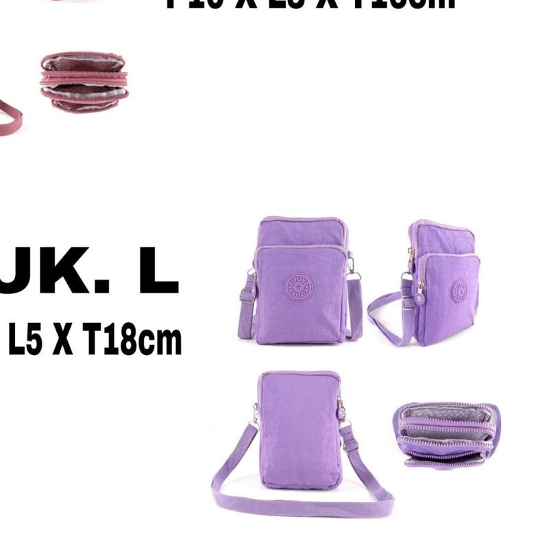 ➻ TAS SELEMPANG WANITA / DOMPET HP SELEMPANG NYLON 3 RES - 1600 ۞