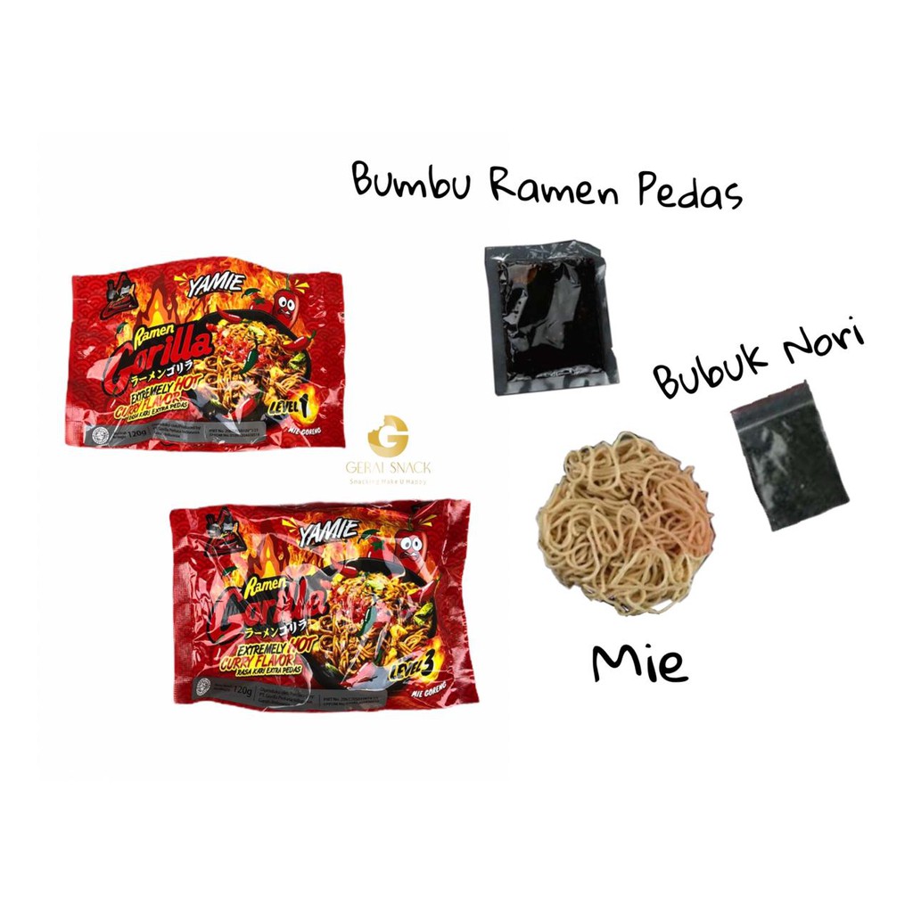 Mie Goreng Ramen Gorilla Juaranya Pedas  Best Seller (120gr)